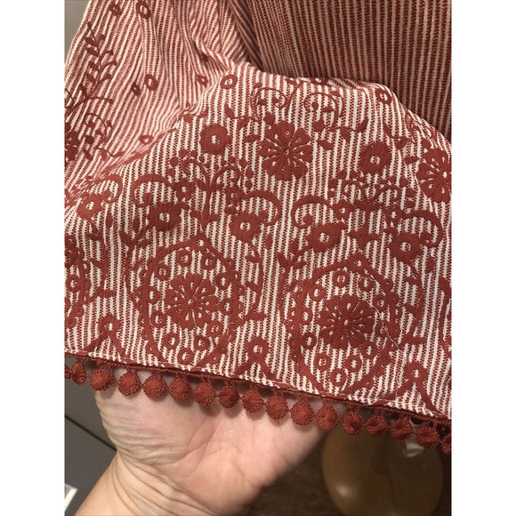 Dylan Ryan Top Womens Size 3x Short Sleeve Boho Button Up Tie Front Embroidered - Picture 5 of 8